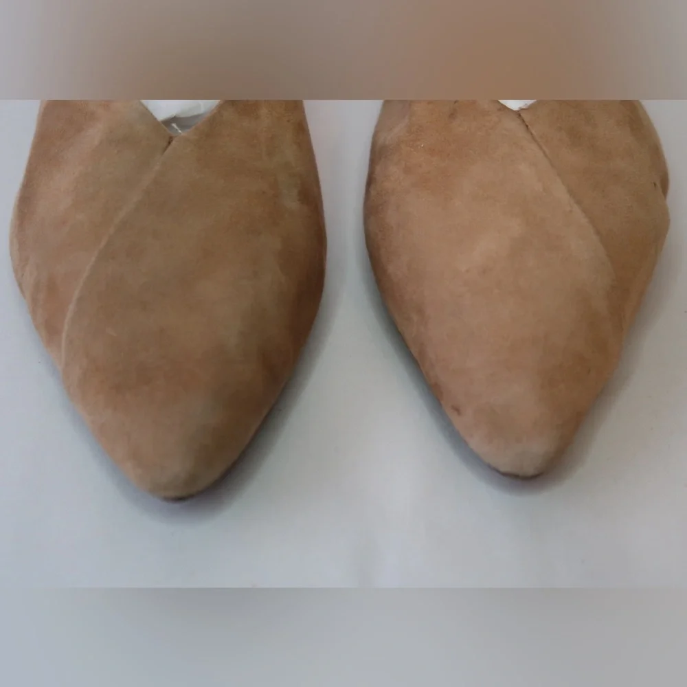Birdies Tan Suede Pointed-Toe Slide Flats - Picture 2 of 8